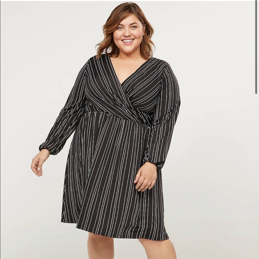 Nwt lane bryant Striped Fit Flare Faux Wrap Dress